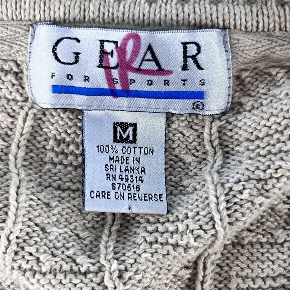 Blackhawk Hockey Sweater Mens Medium Beige Cotton Knit V Neck Gear Sports - Picture 4 of 9